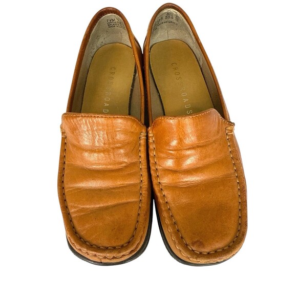 Crossroads Women's Leather Loafers Size 7.5 Carmel Brown Classic Slip-On Flats - Picture 9 of 9